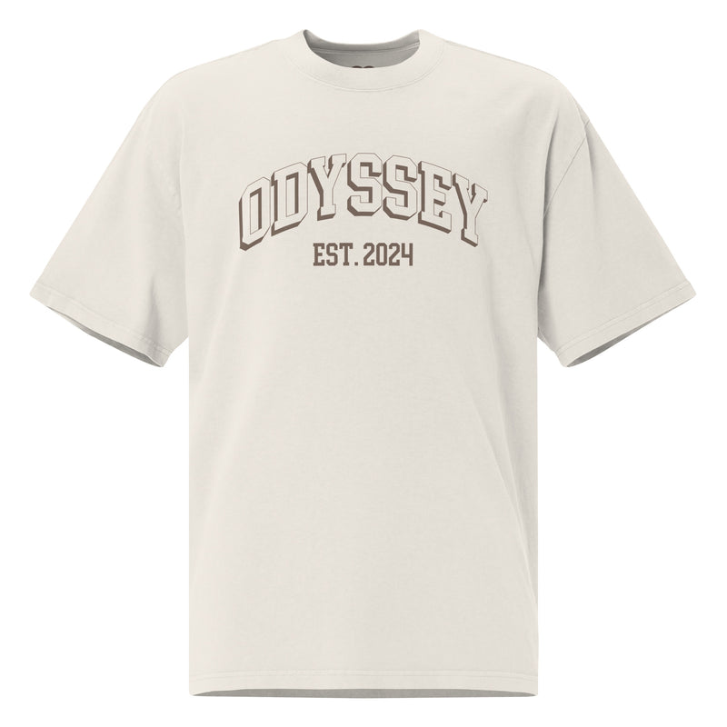 Preppy Odyssey Bone Oversized Faded Tee